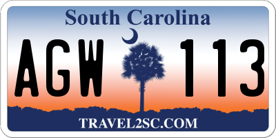 SC license plate AGW113