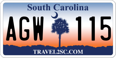 SC license plate AGW115
