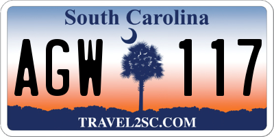 SC license plate AGW117