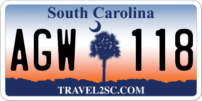 SC license plate AGW118