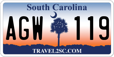 SC license plate AGW119