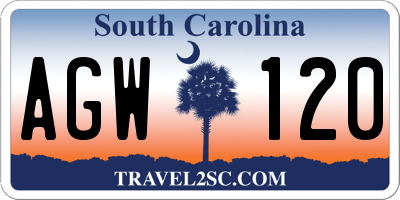 SC license plate AGW120