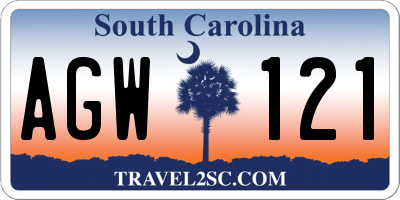 SC license plate AGW121