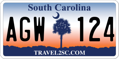 SC license plate AGW124