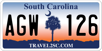 SC license plate AGW126