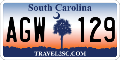 SC license plate AGW129