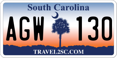 SC license plate AGW130