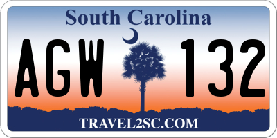 SC license plate AGW132