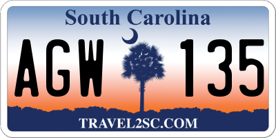 SC license plate AGW135