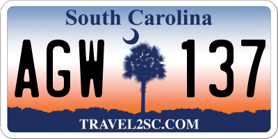SC license plate AGW137