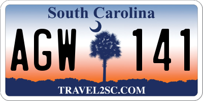 SC license plate AGW141