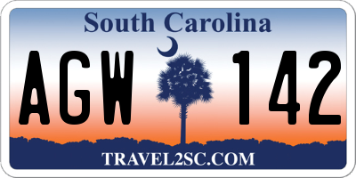 SC license plate AGW142
