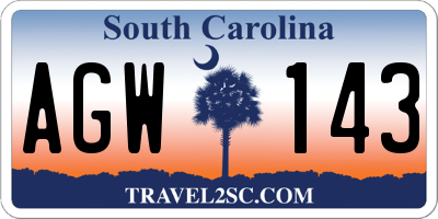 SC license plate AGW143