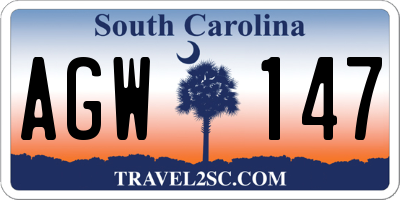 SC license plate AGW147