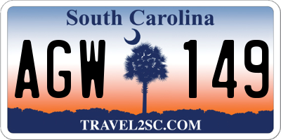 SC license plate AGW149