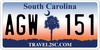 SC license plate AGW151