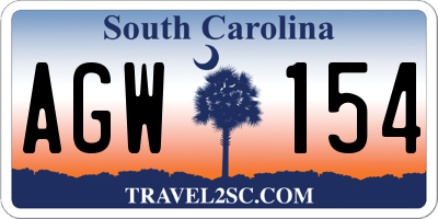 SC license plate AGW154