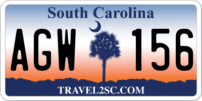 SC license plate AGW156