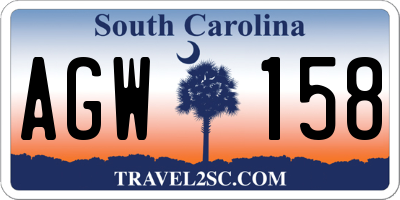 SC license plate AGW158