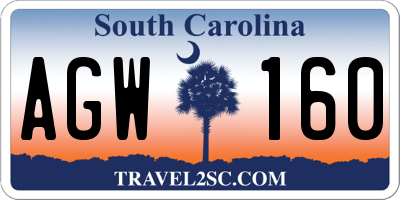 SC license plate AGW160