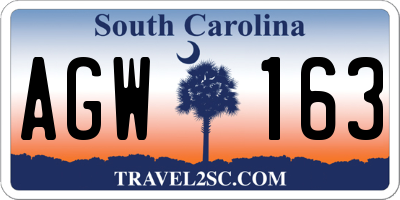 SC license plate AGW163