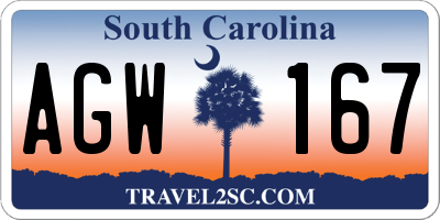 SC license plate AGW167