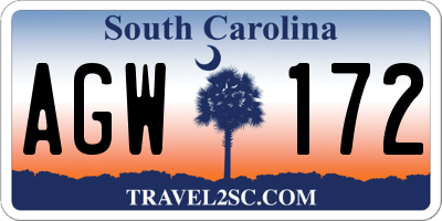 SC license plate AGW172