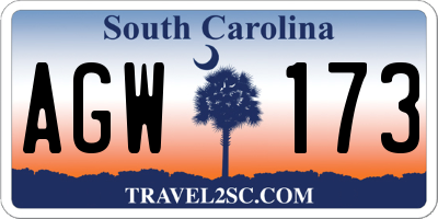 SC license plate AGW173