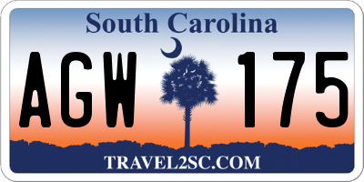 SC license plate AGW175