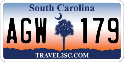 SC license plate AGW179