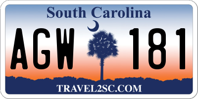 SC license plate AGW181
