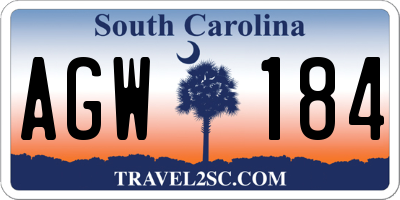 SC license plate AGW184
