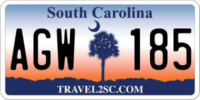 SC license plate AGW185