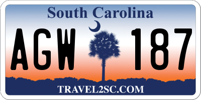 SC license plate AGW187