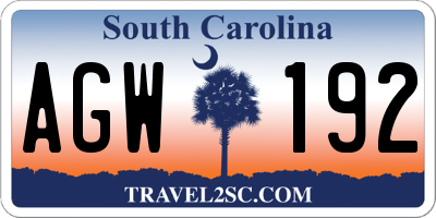 SC license plate AGW192