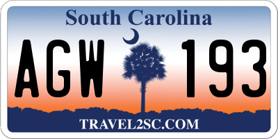 SC license plate AGW193