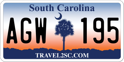 SC license plate AGW195