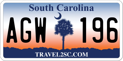 SC license plate AGW196