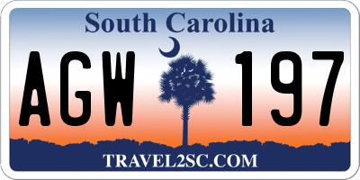 SC license plate AGW197