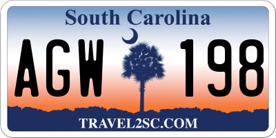 SC license plate AGW198