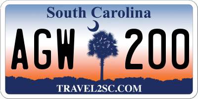 SC license plate AGW200