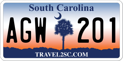 SC license plate AGW201