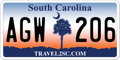 SC license plate AGW206