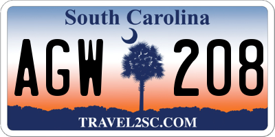 SC license plate AGW208