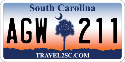 SC license plate AGW211