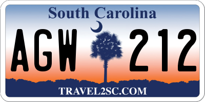 SC license plate AGW212