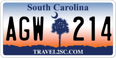 SC license plate AGW214