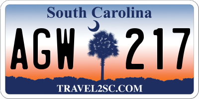 SC license plate AGW217