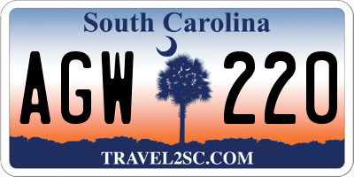 SC license plate AGW220