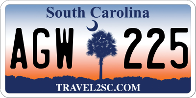 SC license plate AGW225